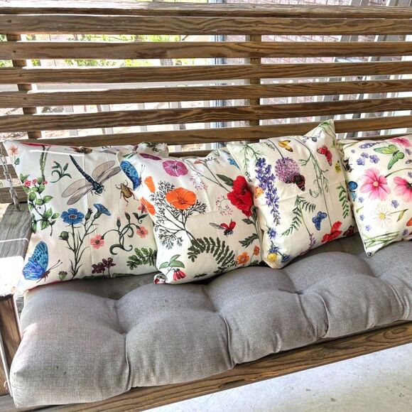 Garden Porch Butterfly Flower Outside Decorative Throw Pillow Covers 4 Set 18x18 - Picture 5 of 7